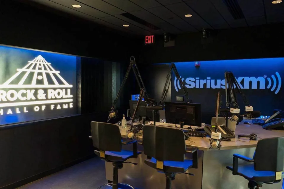 Inside the onsite radio studio on level zero