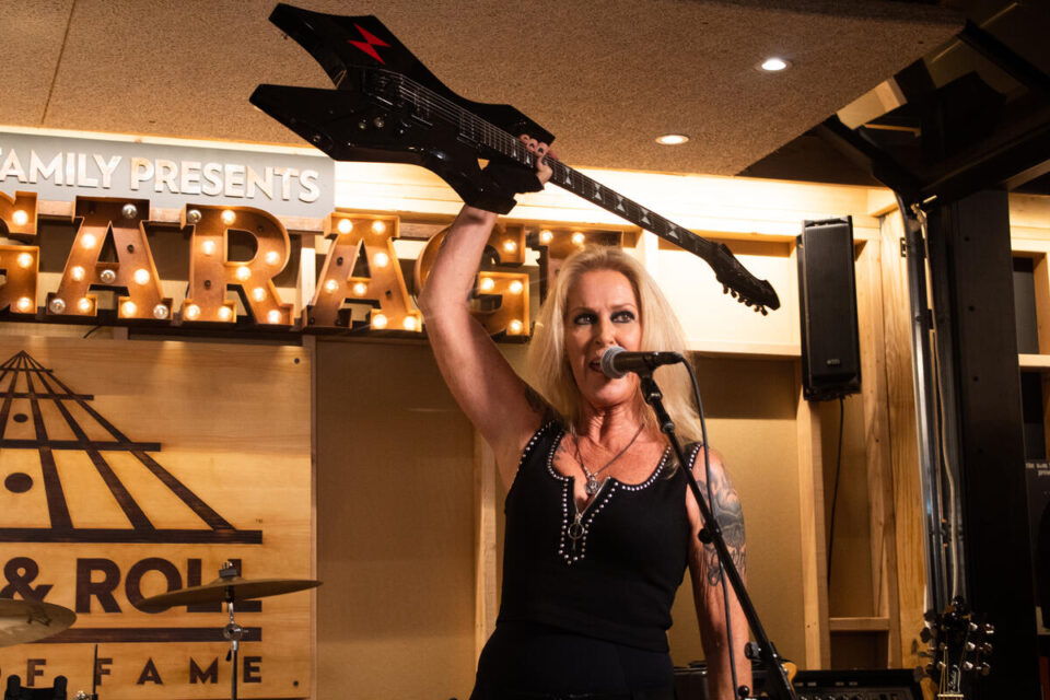 Lita Ford (The Runaways) performs live in The Garage just after donating her guitar "Maurice" to the Rock & Roll Hall of Fame's collection.